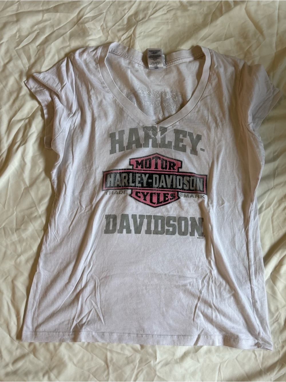 Harley-Davidson Women's White V-Neck Logo Tee